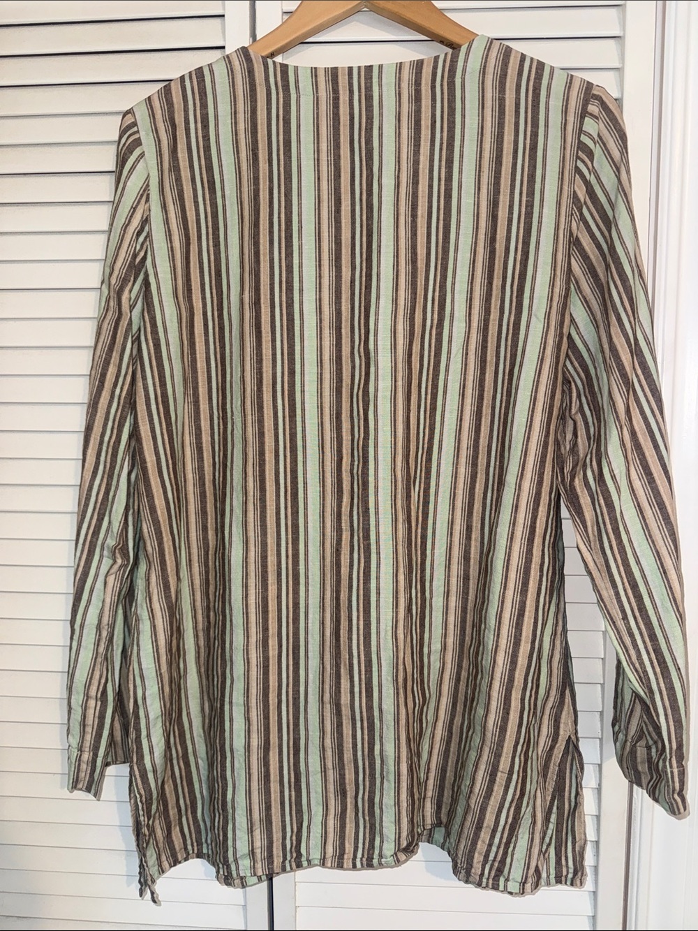Tommy Bahama Mint & Brown Linen Striped V-Neck Tunic - XL - Picture 4 of 4